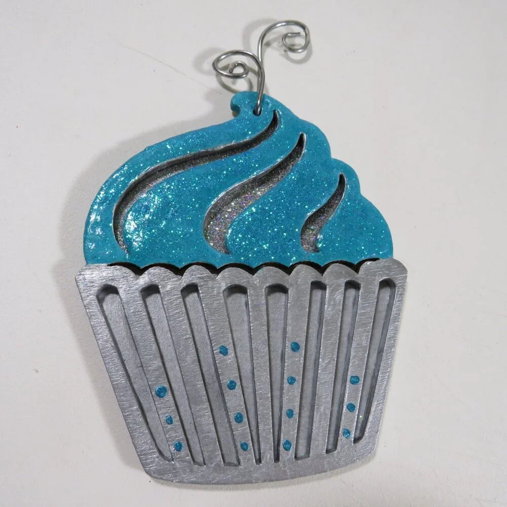 Cupcake Laser Cut Wooden Ornament Hangs